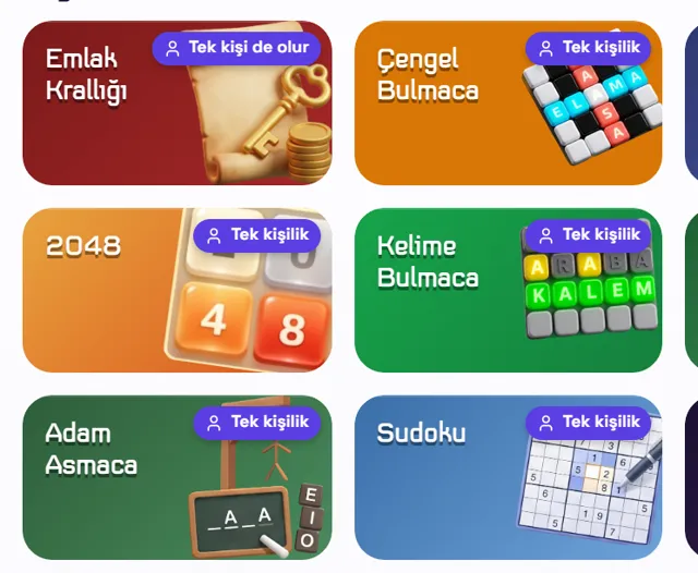 Oyun ekranında oyun kartları